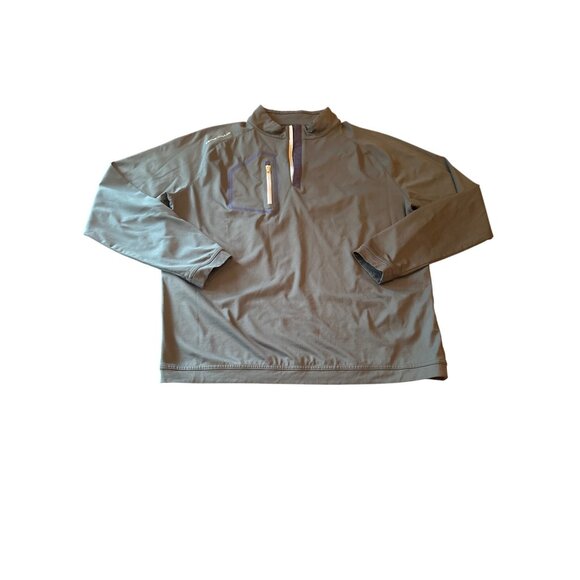 Peter Millar Mens L Long Sleeve Pullover Recycled Polyester Green Blue Trim - Picture 1 of 6